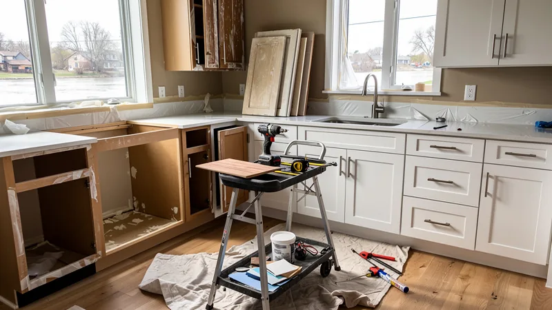 Kitchen cabinet refacing project in a home in Peoria, IL